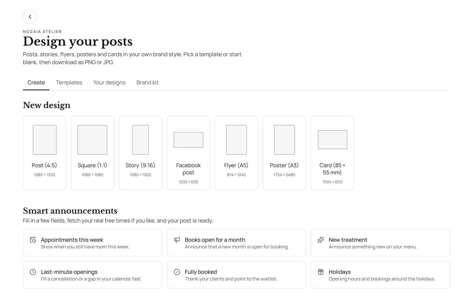 Atelier, where you design Instagram posts